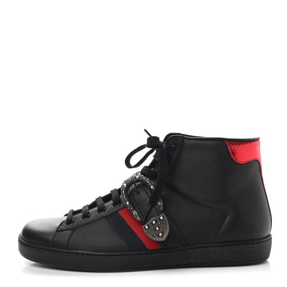 Gucci Calfskin Ayers Web Mens Dionysus High Top Sneakers 10 Black 1 of 9