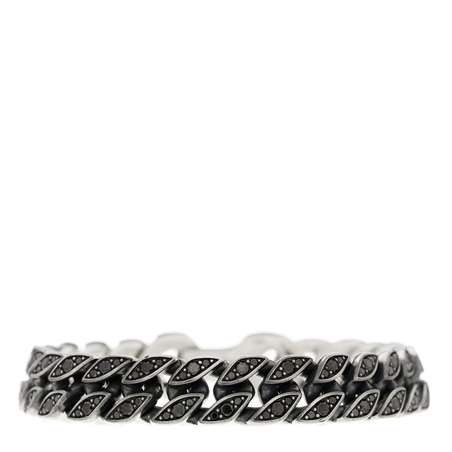 Sterling Silver Black Diamond Curb Chain Bracelet