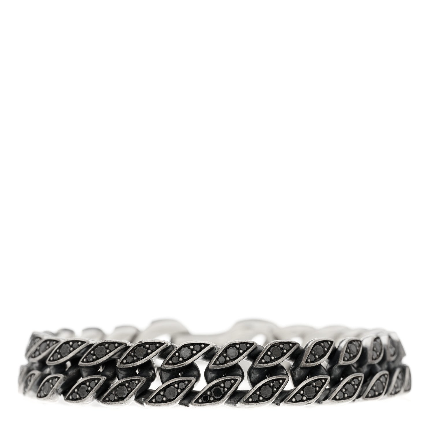 David Yurman Sterling Silver Black Diamond Curb Chain Bracelet 1 of 3