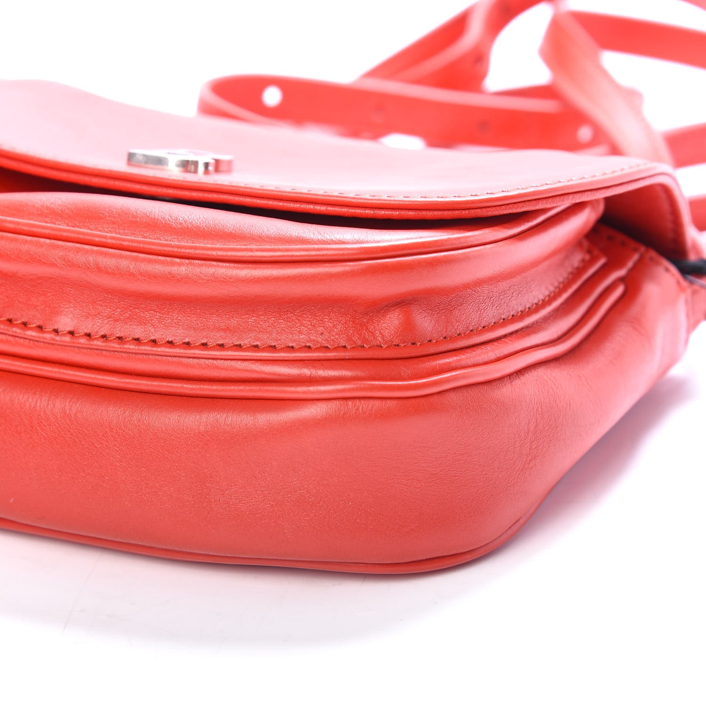 Calfskin Soft B Round Crossbody Bag XS Vivid Red