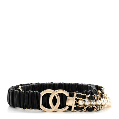 Chanel Lambskin CC Pearl Chain Belt 85 34 Black 1 of 4
