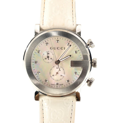 Gucci Stainless Steel Calfskin Diamond Mother of Pearl 44mm G-Chrono Quartz Watch 1 of 7