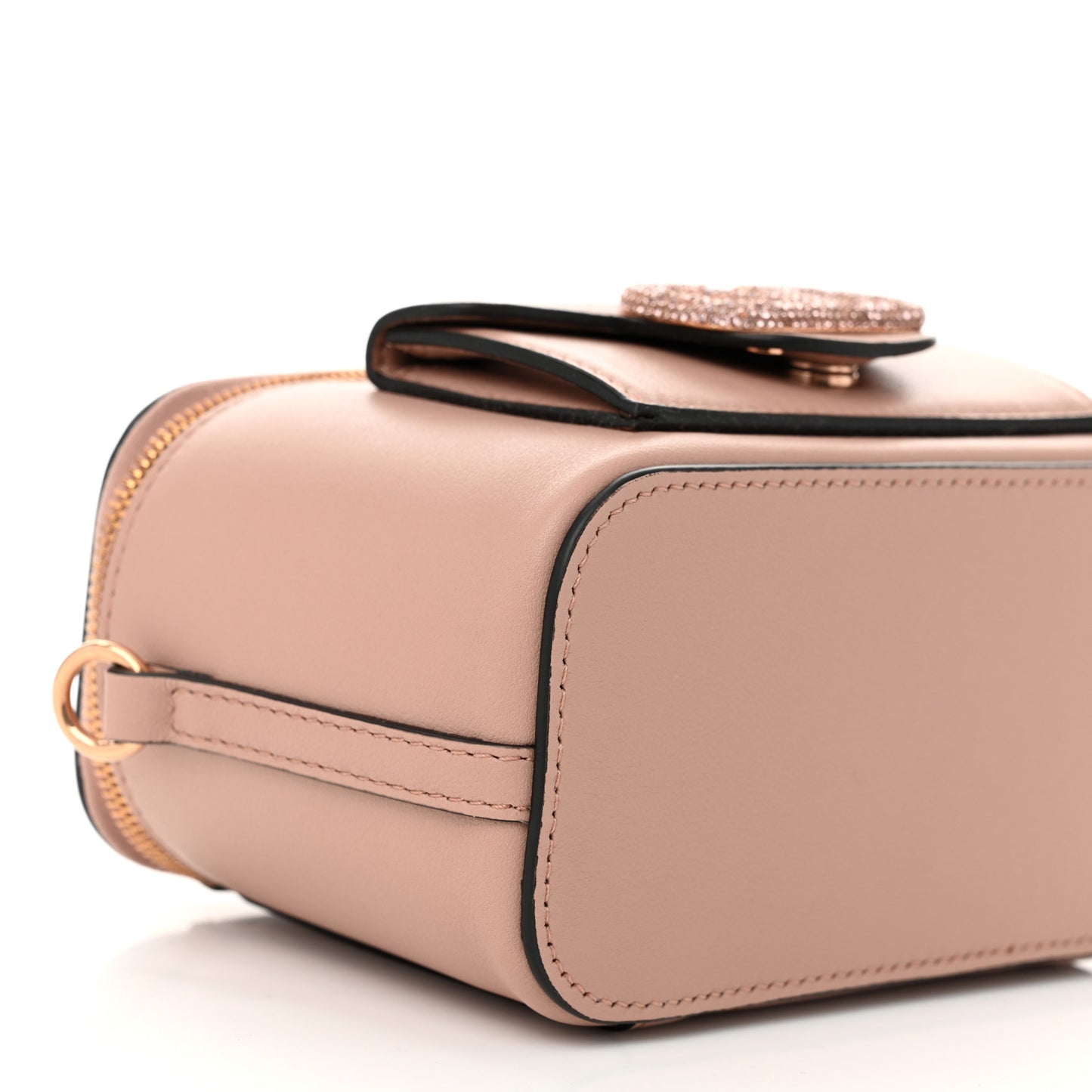 Calfskin Crystal Mini Vlogo Loco Vanity Rose Cannelle
