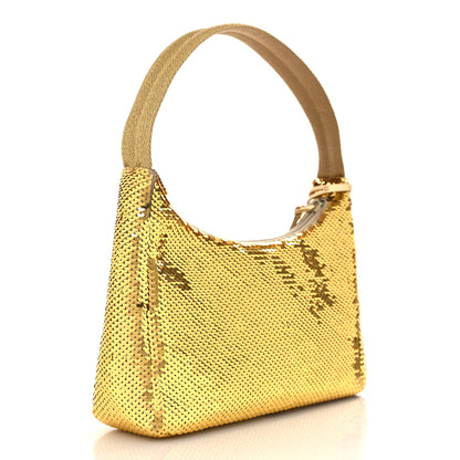 Prada Paillettes Sequin Mini Re-Edition 2000 Bag Platino Black 3 of 9