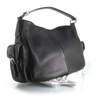 Prada Vitello Daino Buckle Shoulder Bag Black 3 of 9