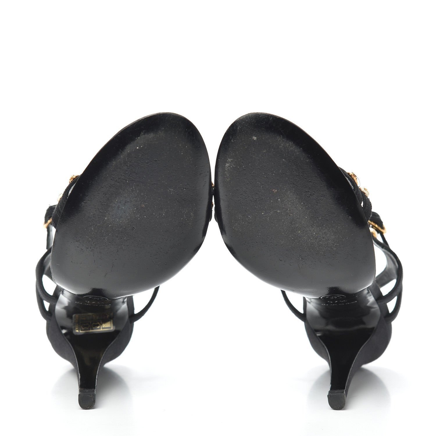 Chanel Grosgrain Charms Sandals 37.5 Black 7 of 7
