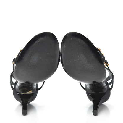 Chanel Grosgrain Charms Sandals 37.5 Black 7 of 7