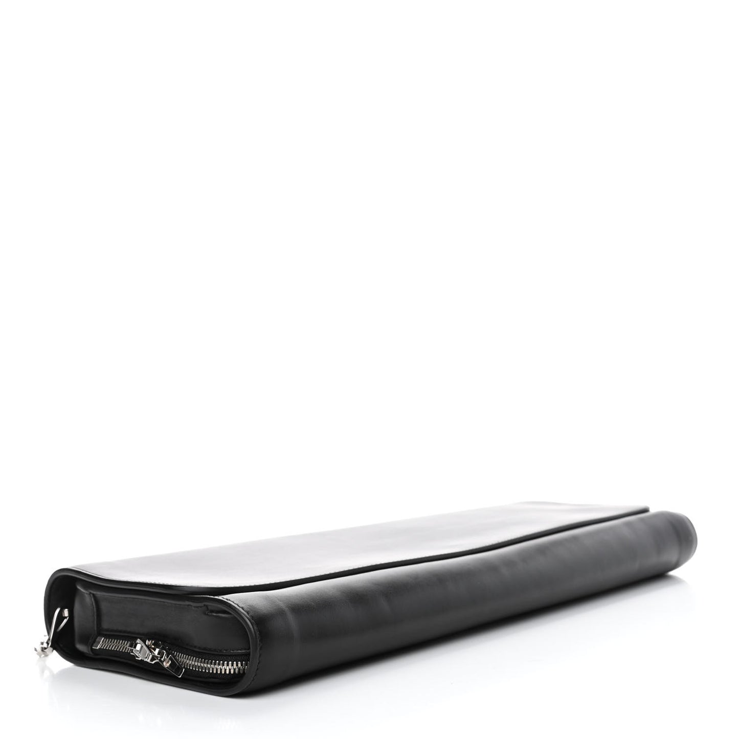 Calfskin Oversized Clutch With Chain Black
