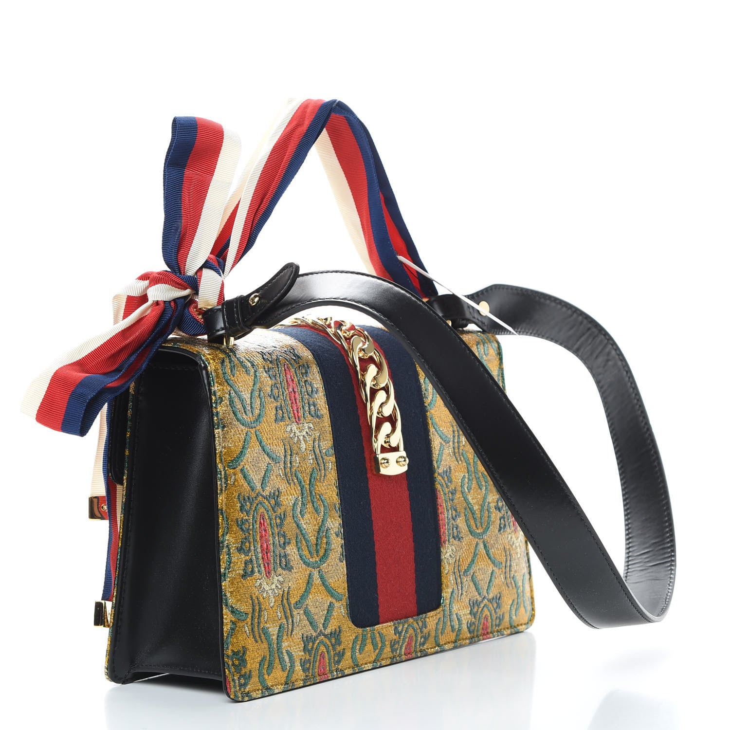 Gucci Iridescent Brocade Small Sylvie Shoulder Bag Gold 3 of 11