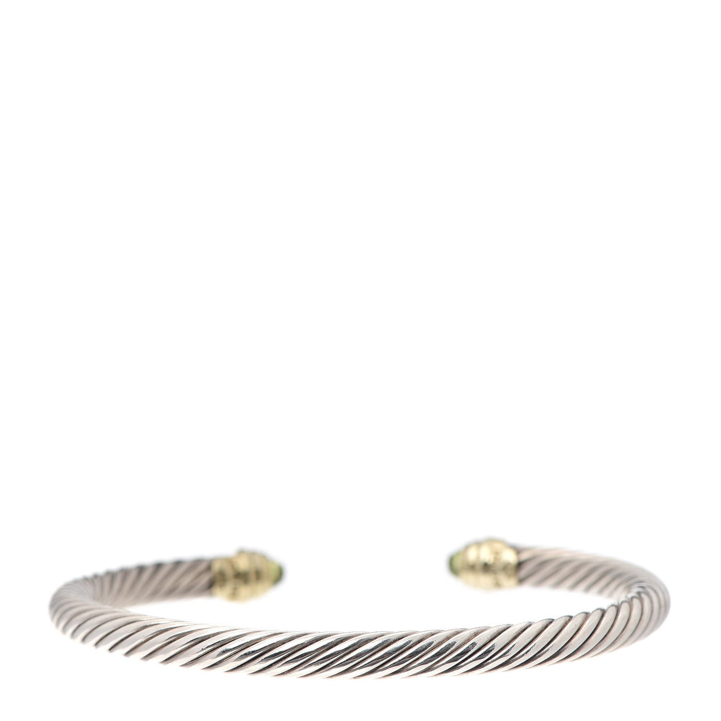 Sterling Silver 14K Yellow Gold Peridot 5mm Cable Classics Petite Color Bracelet