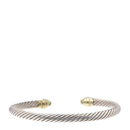 David Yurman Sterling Silver 14K Yellow Gold Peridot 5mm Cable Classics Petite Color Bracelet 3 of 5