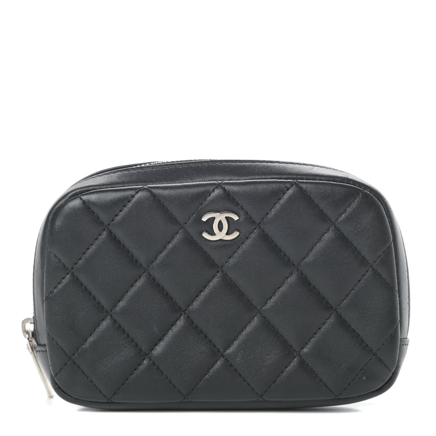 Chanel Lambskin Quilted Small Curvy Pouch Cosmetic Case Black 1 of 8
