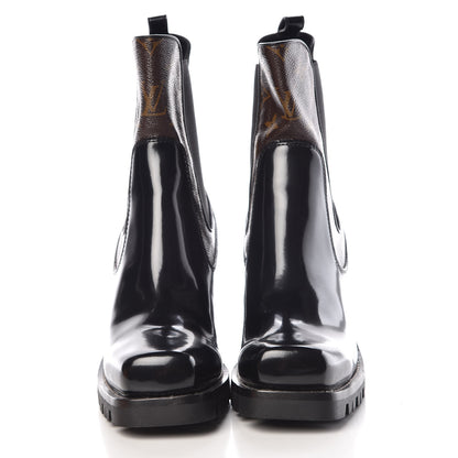 Louis Vuitton Patent Monogram Limitless Ankle Boots 41 Black 2 of 9