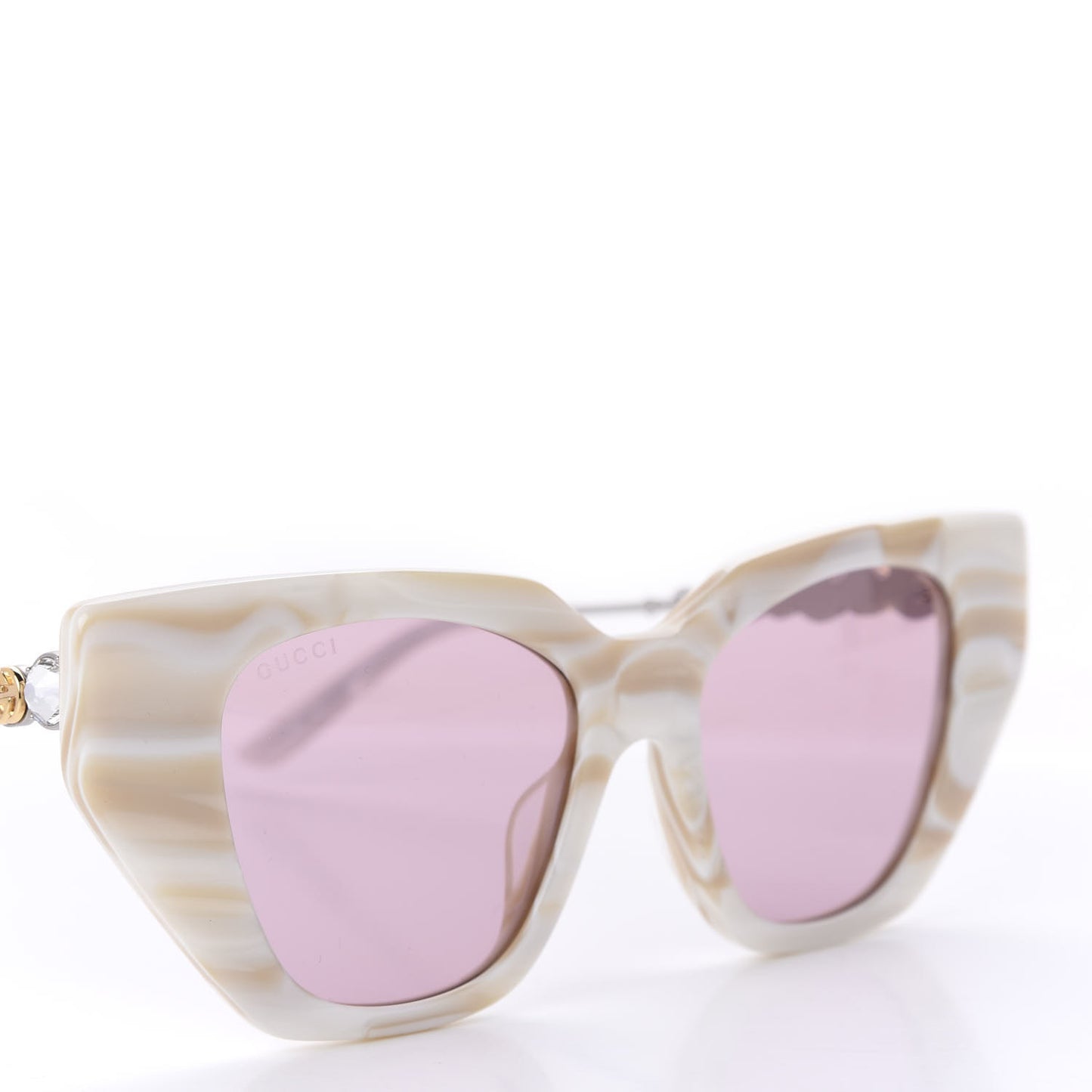 Crystal Embellished Cat Eye GG0641S Sunglasses White