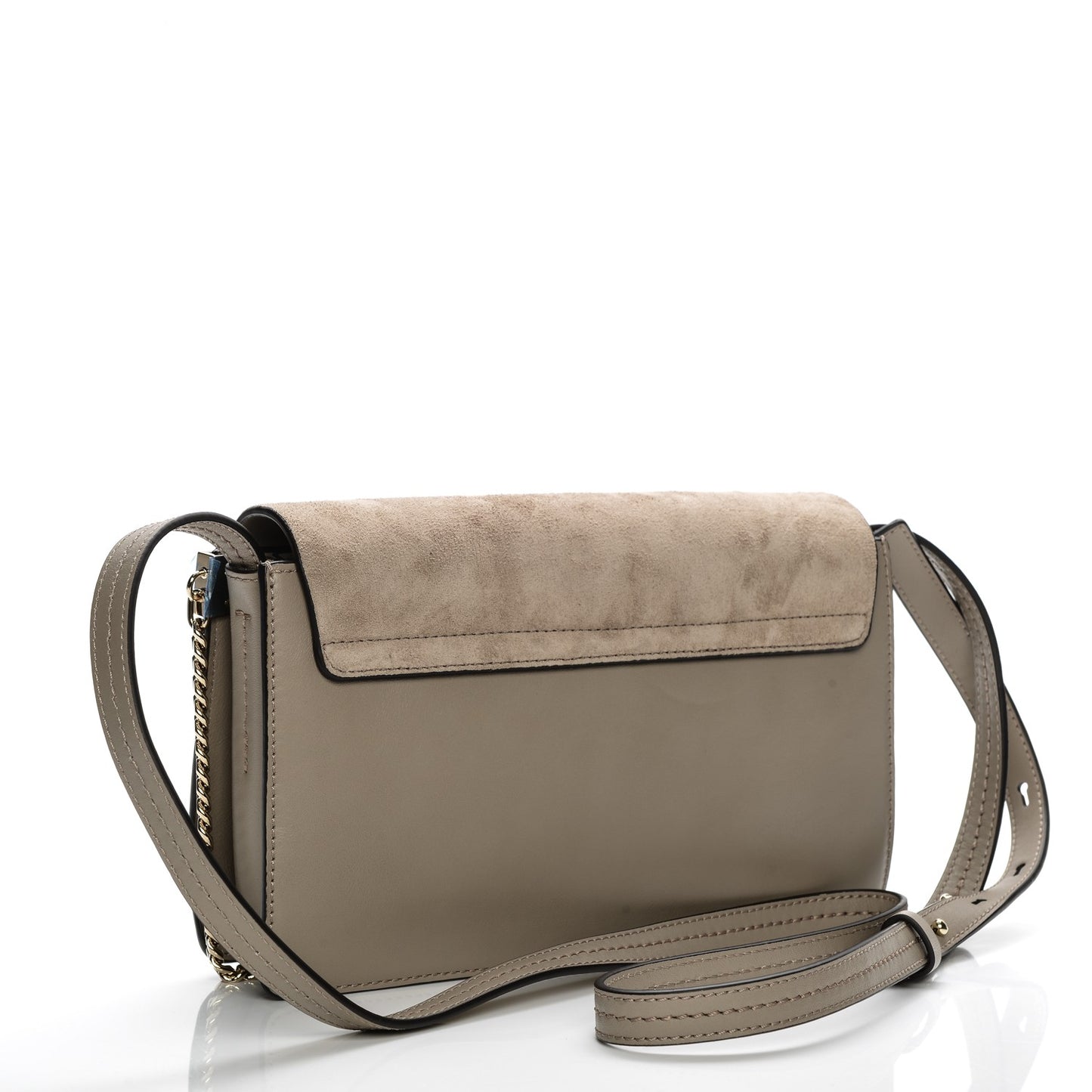 Suede Calfskin Small Faye Shoulder Bag Motty Grey