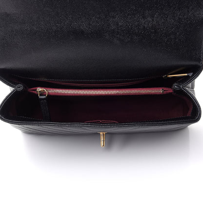 Chanel Caviar Chevron Quilted Small Coco Handle Flap Black 5 of 11
