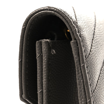 Saint Laurent Grain De Poudre Matelasse Chevron Monogram Envelope Chain Wallet Fog 10 of 11