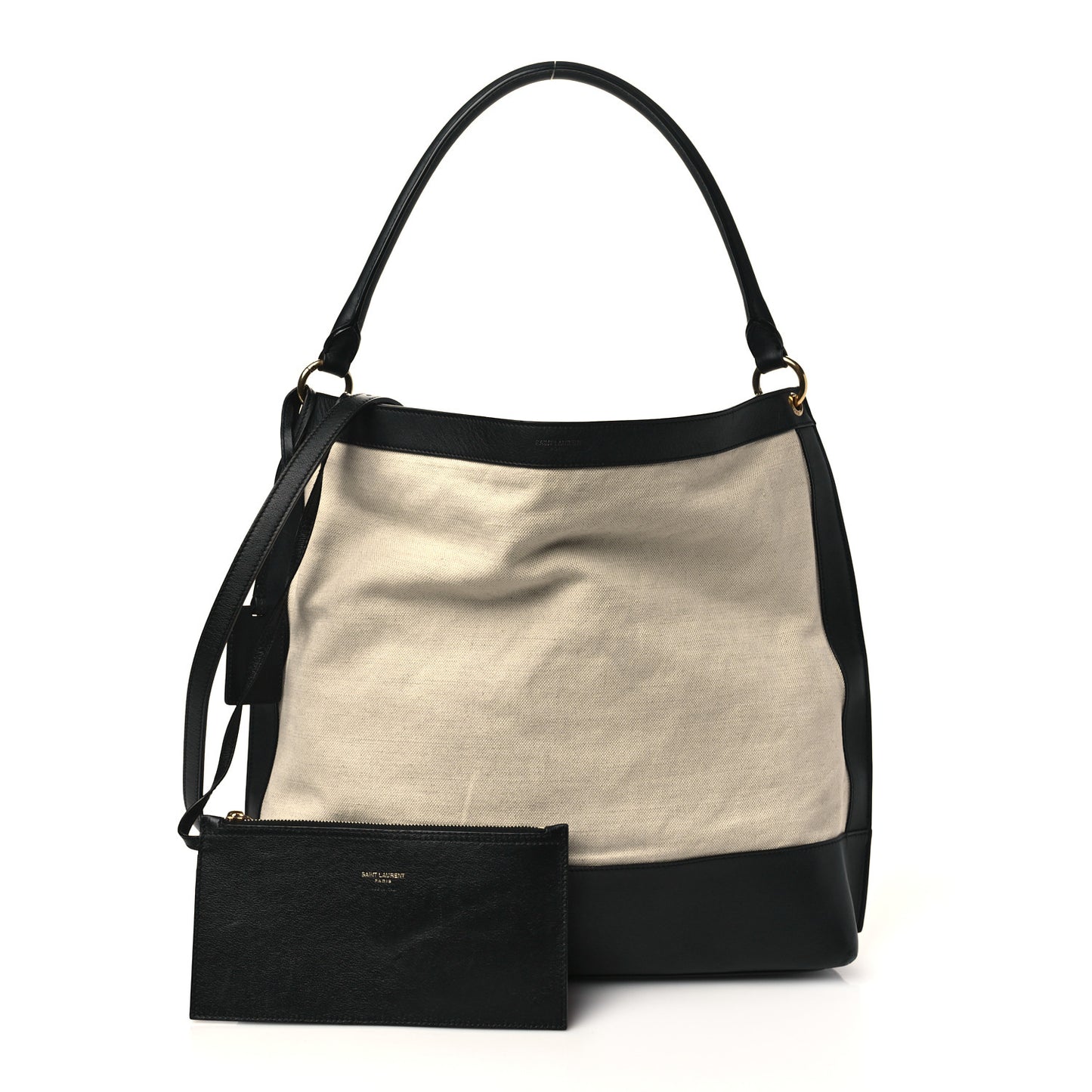 Canvas Calfskin Tag Hobo White Black