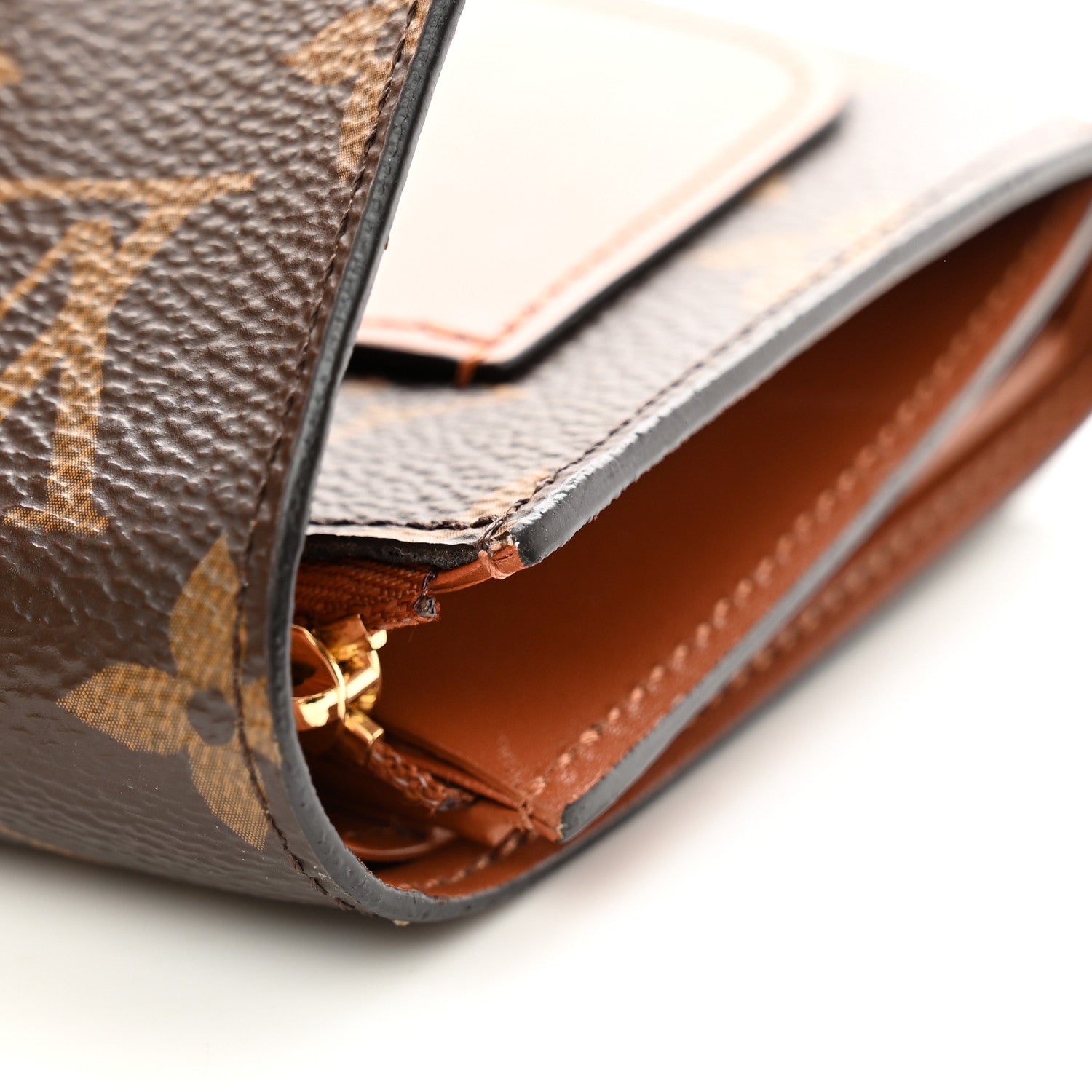 Louis Vuitton Monogram Flower Lock Compact Wallet Caramel 8 of 12