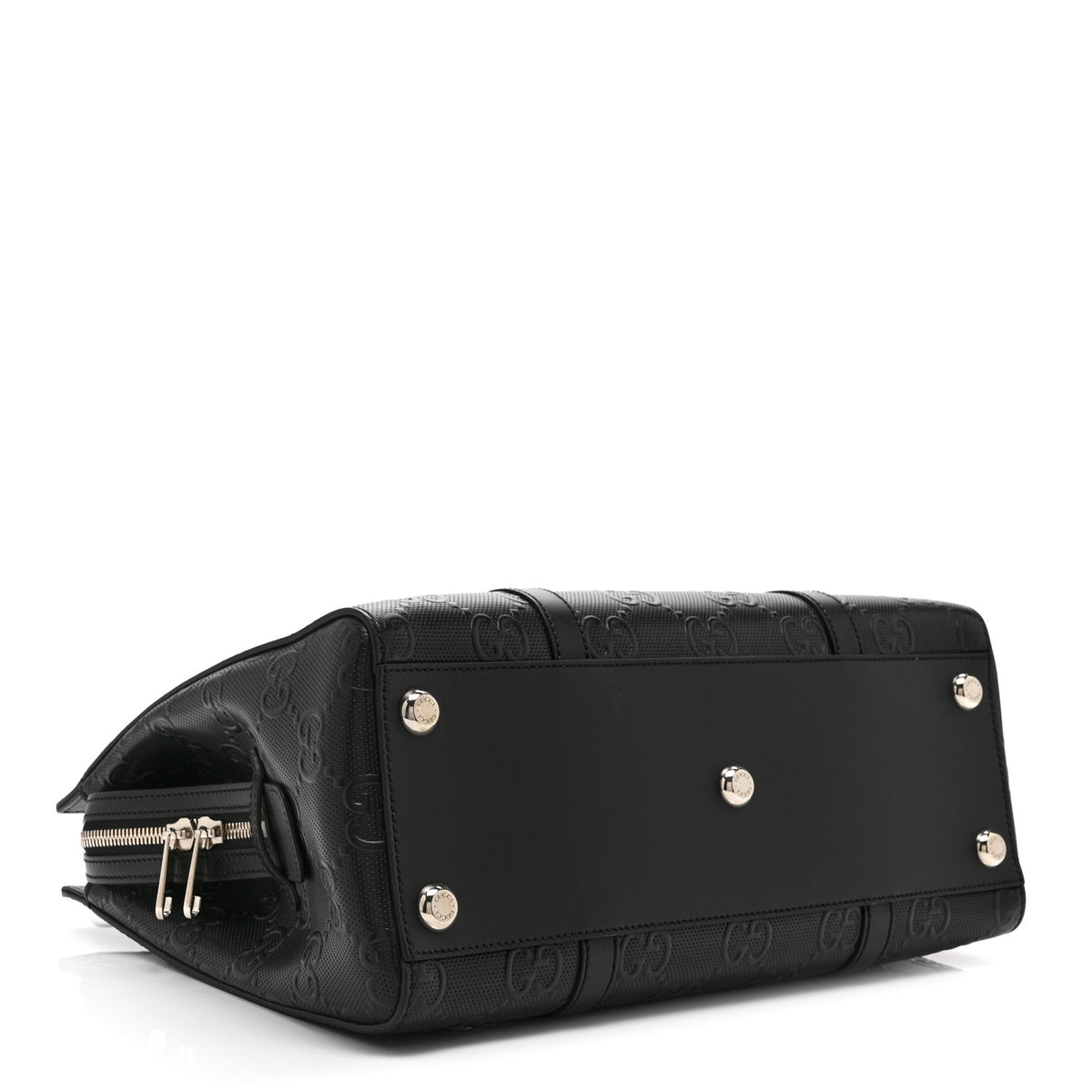 Gucci Calfskin GG Tennis Embossed Tote Bag Black 4 of 11