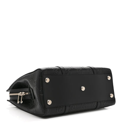 Gucci Calfskin GG Tennis Embossed Tote Bag Black 4 of 11