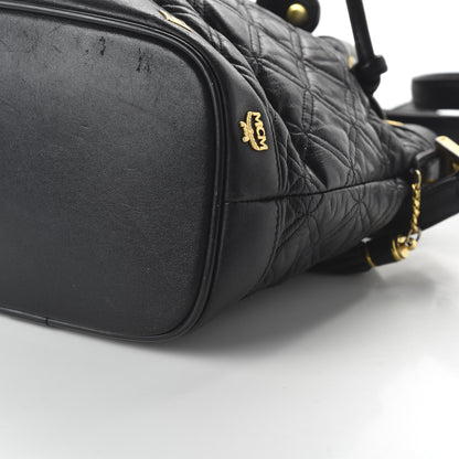 MCM Calfskin Quilted Studded Bucket Bag Black 7 of 10
