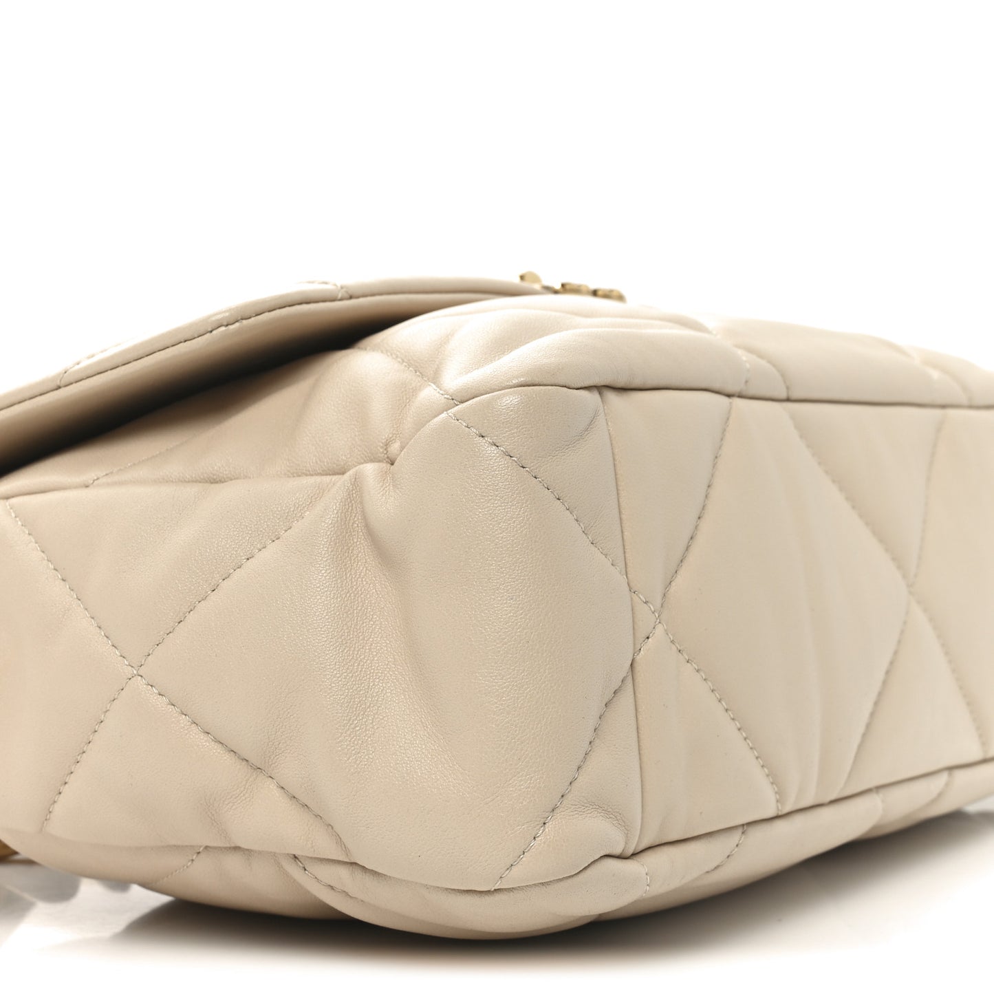 Lambskin Quilted Large Chanel 19 Flap Beige