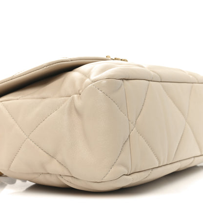 Chanel Lambskin Quilted Large Chanel 19 Flap Beige 9 of 10