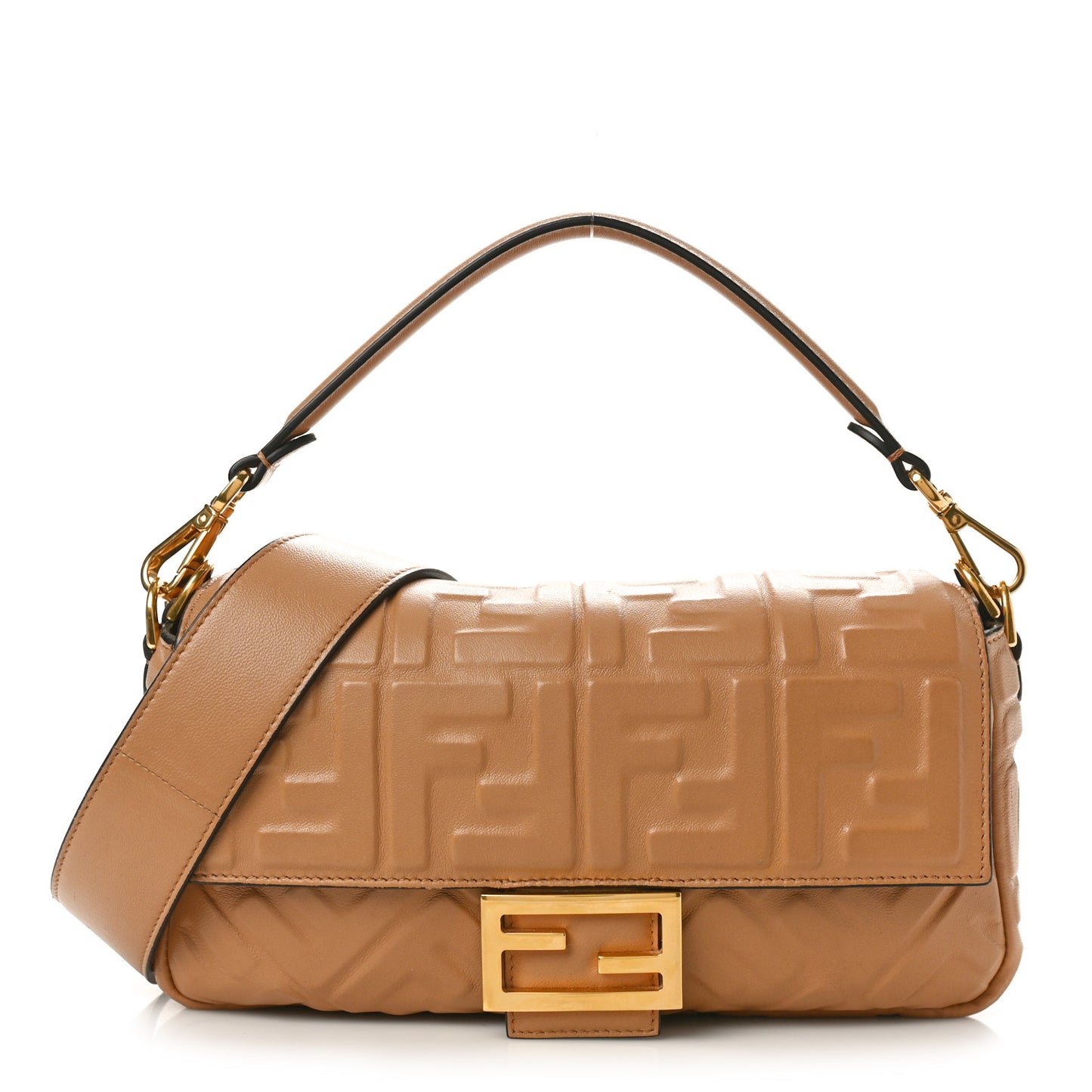 Nappa FF 1974 Embossed Baguette Miele Scuro