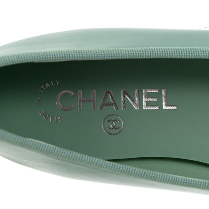 Chanel Lambskin CC Cap Toe Ballerina Flats 38 Light Green White 8 of 10