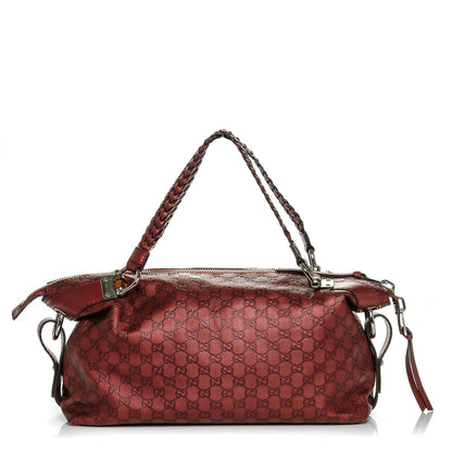 Gucci Metallic Guccissima Medium Bamboo Bar Tote Red 1 of 7