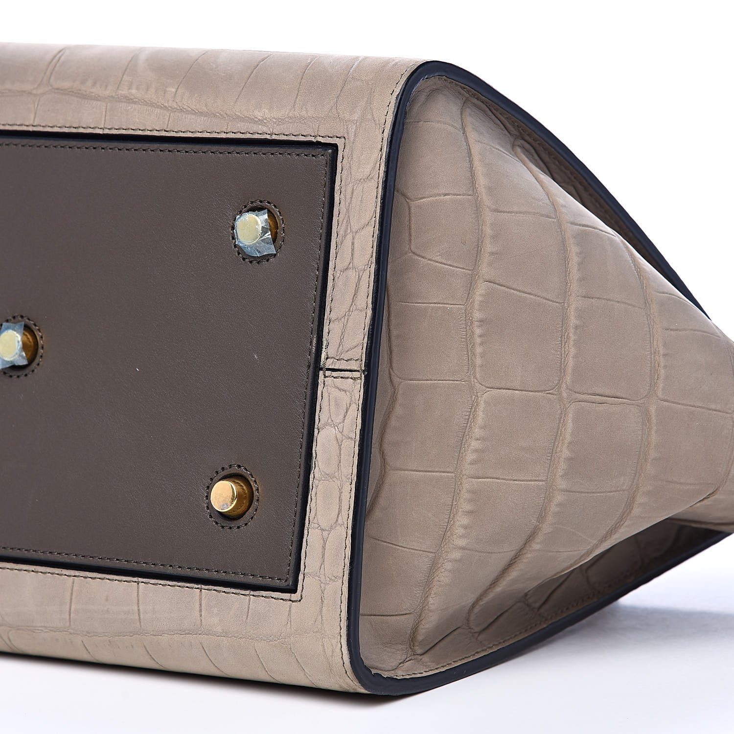 Celine Crocodile Embossed Nubuck Calfskin Small Tie Knot Tote Grey 8 of 13