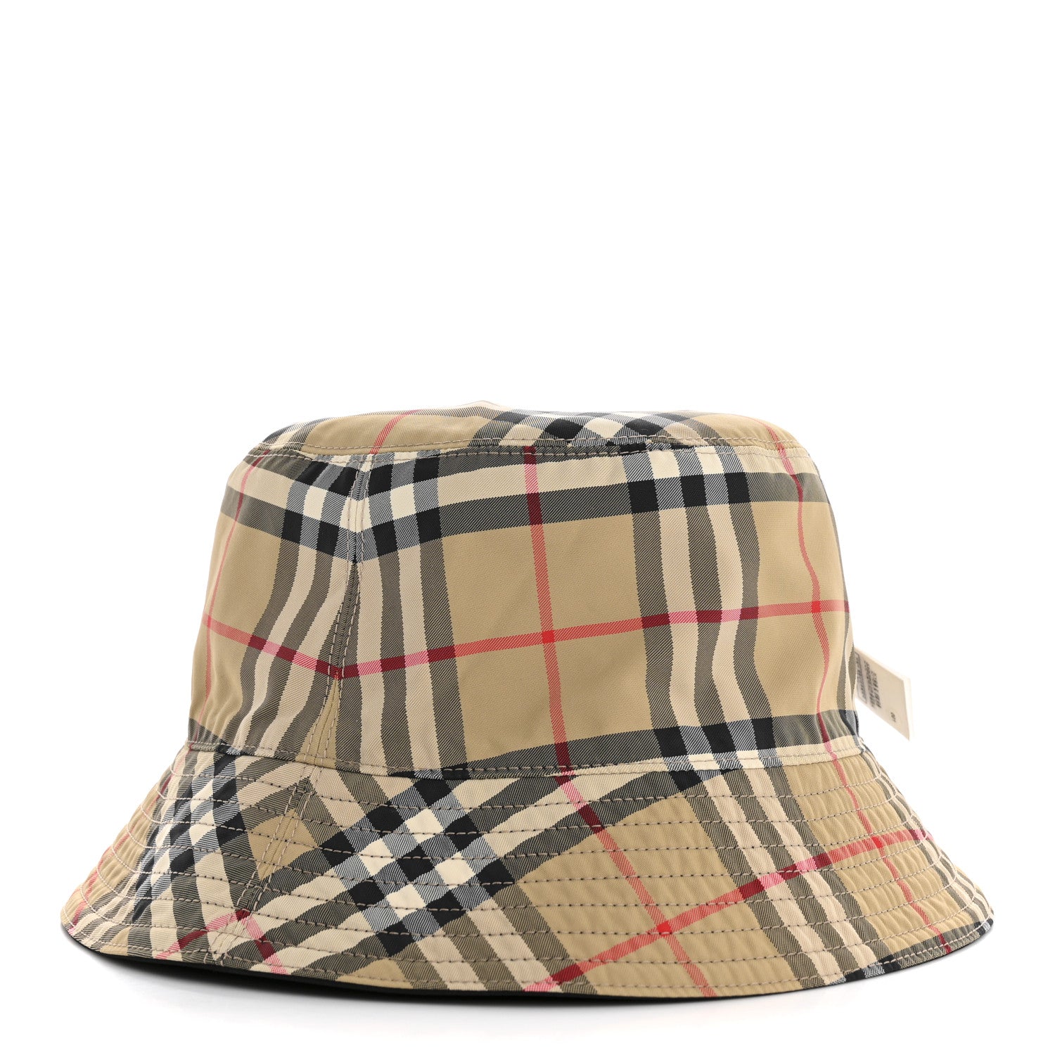 Burberry Cotton Gabardine Vintage Check Reversible Bucket Hat M Black Sand 3 of 14