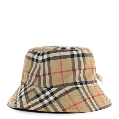 Burberry Cotton Gabardine Vintage Check Reversible Bucket Hat M Black Sand 3 of 14