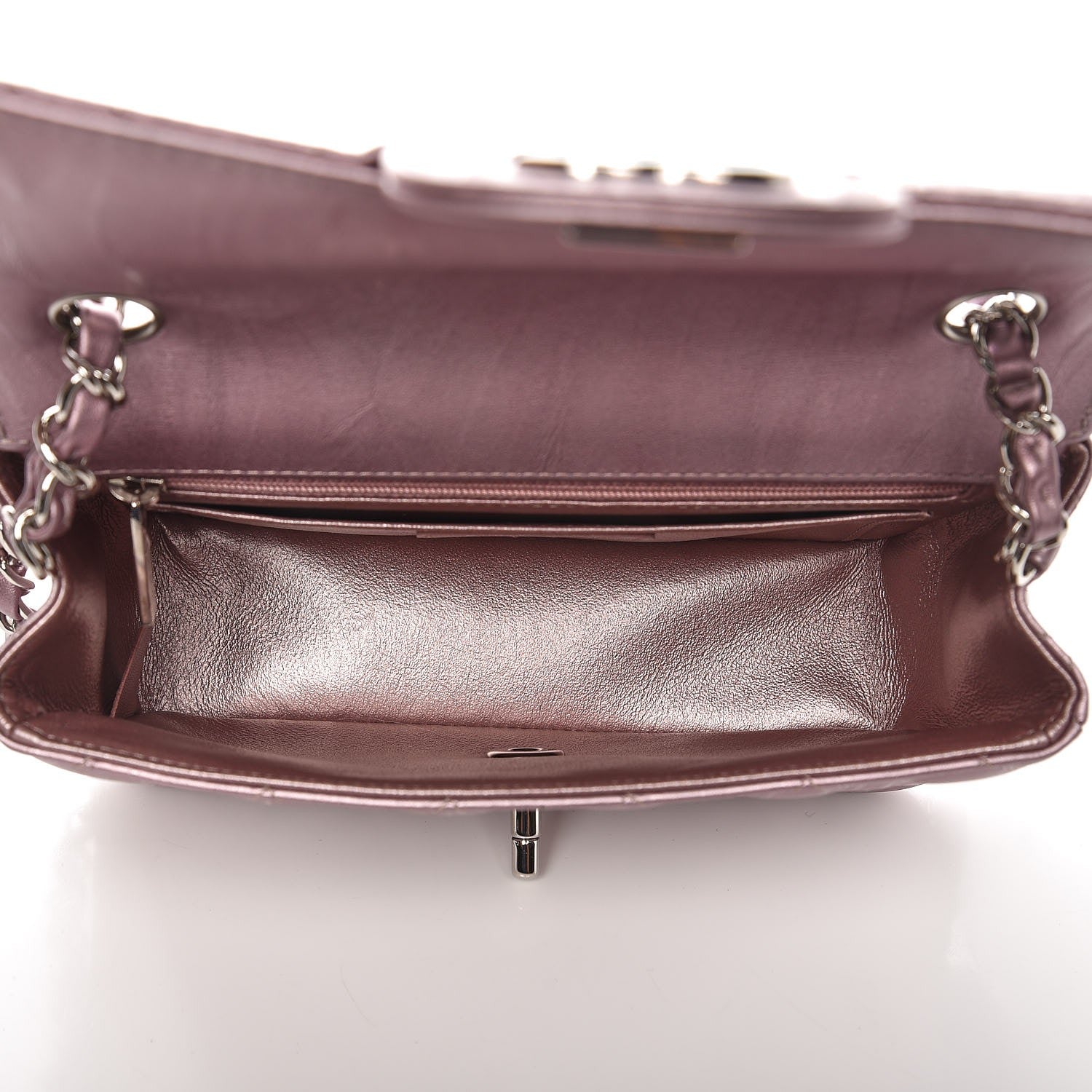 Chanel Metallic Calfskin Quilted Mini Rectangular Flap Pink 5 of 8