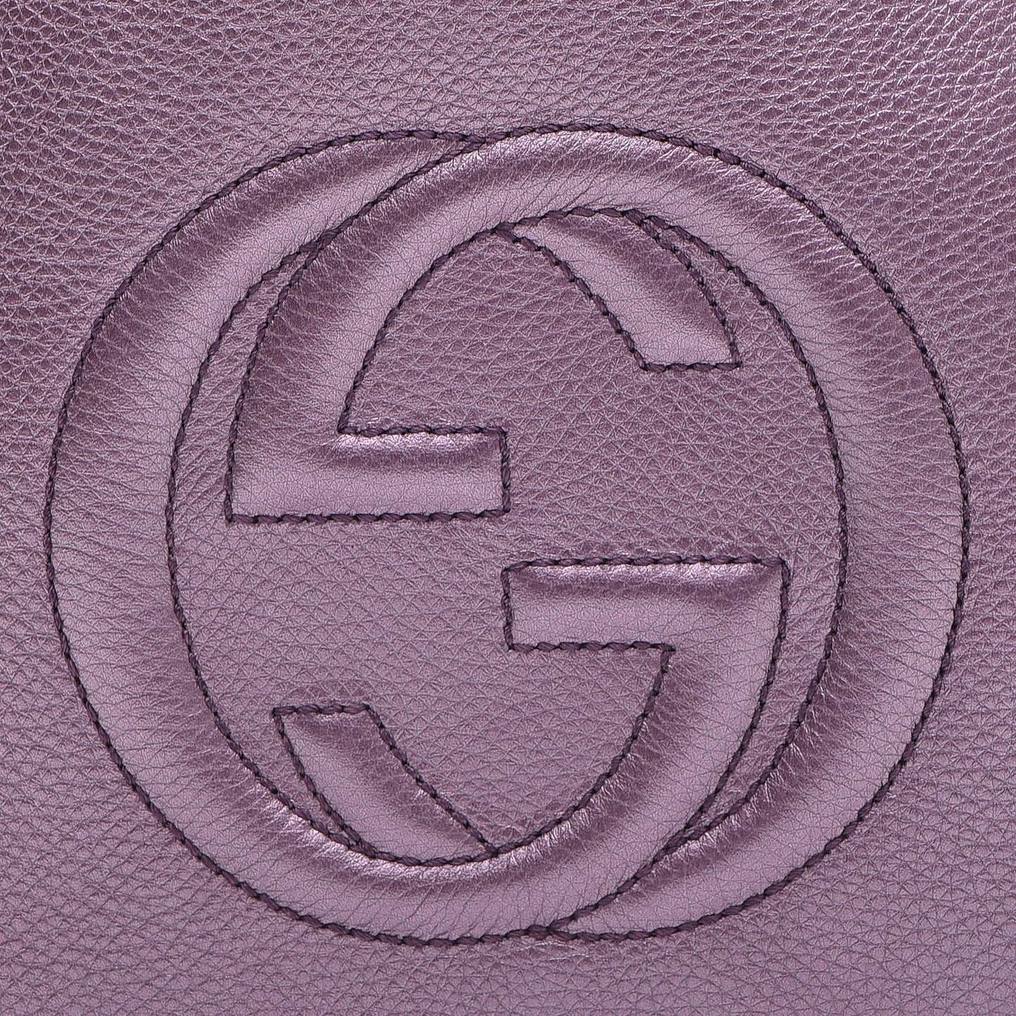 Metallic Pebbled Calfskin Small Soho Shoulder Bag Purple