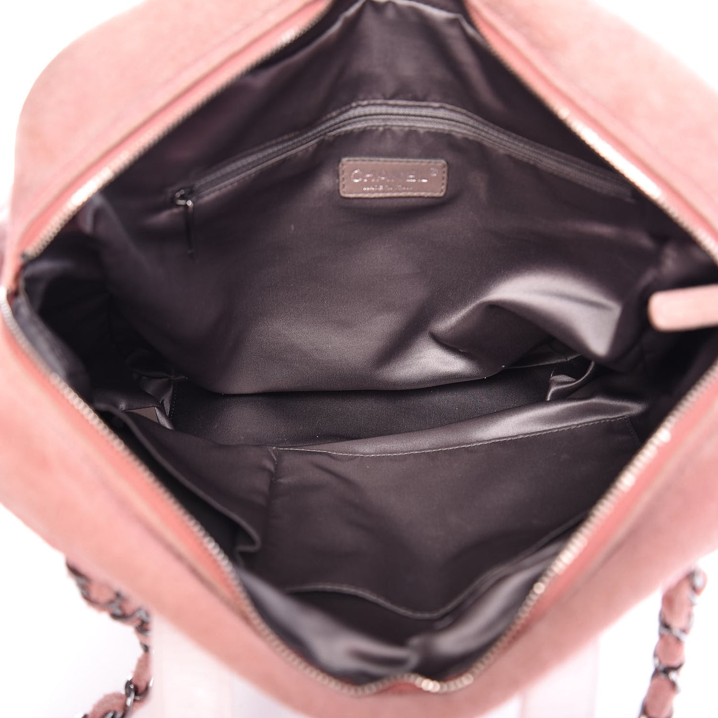 Glazed Calfskin Suede Quilted Portobello Tote White Pink
