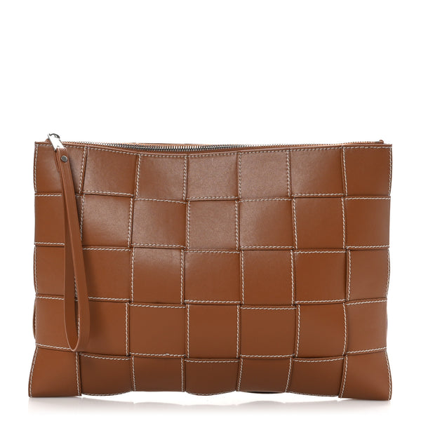 本日限定セール 早い者勝ち！BOTTEGA VENETA ケース ブラウン Bottega Veneta Calfskin Maxi Intreccio Large Cassette Flat Zip