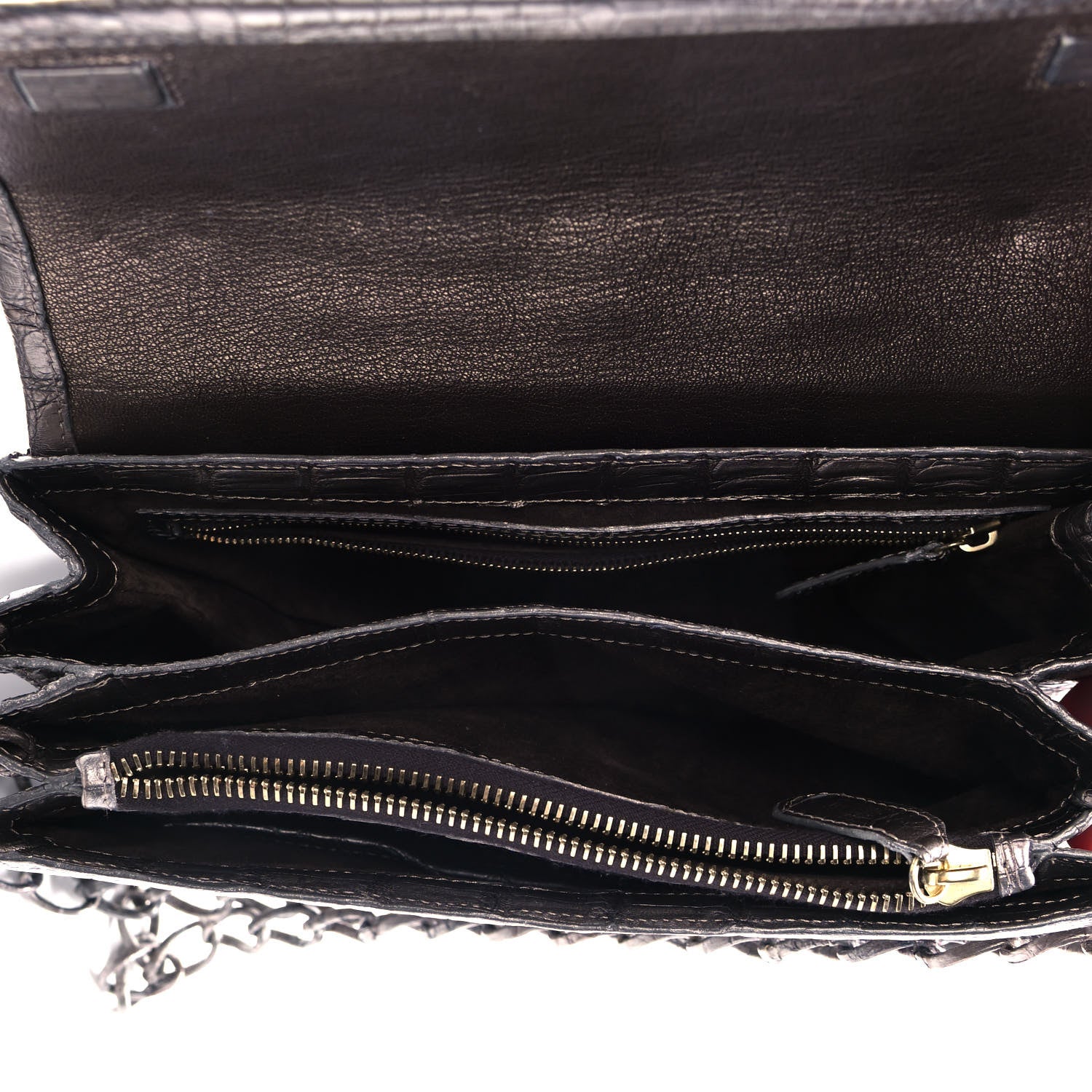 Nancy Gonzalez Metallic Crocodile Flap Chain Shoulder Bag Grey 5 of 10