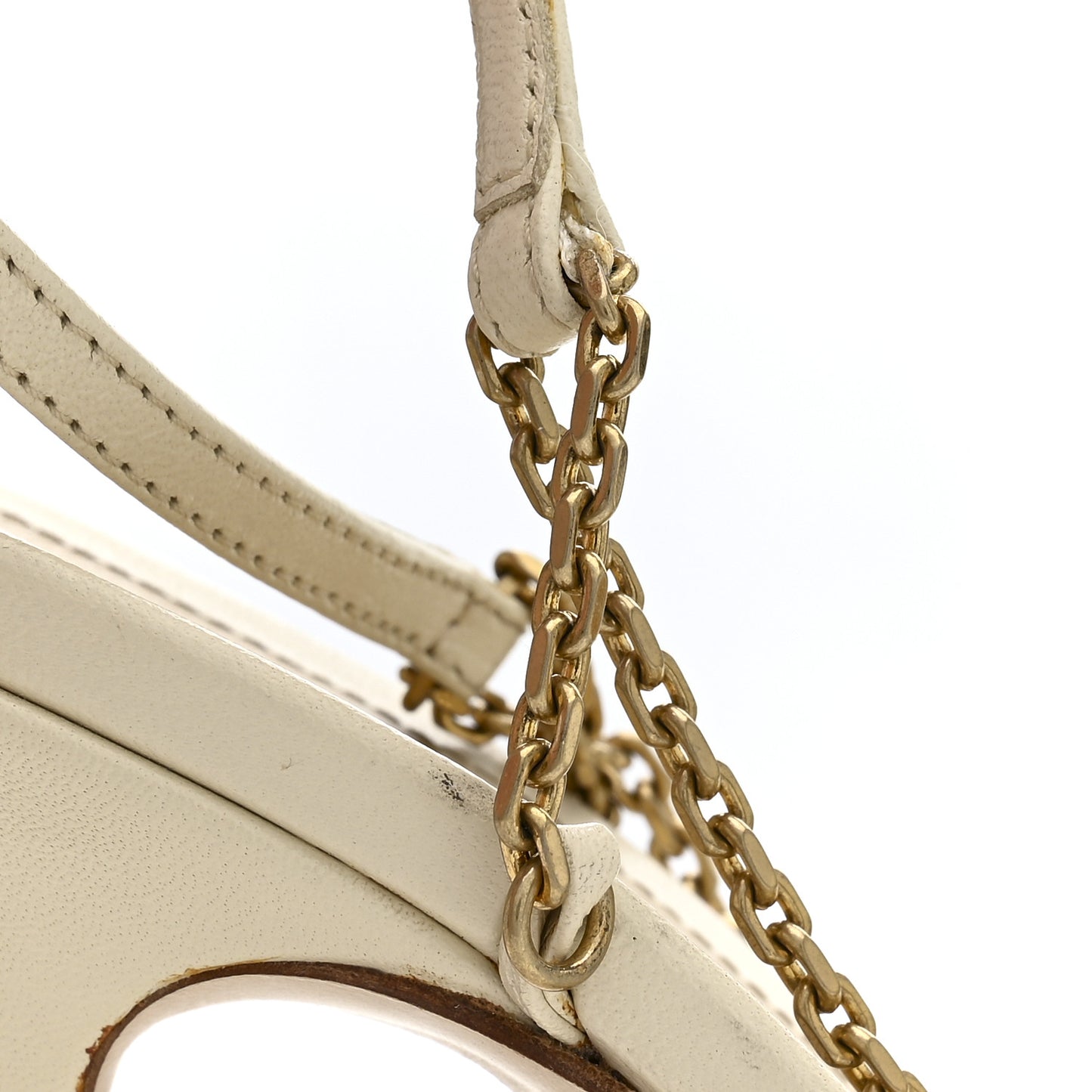 Lambskin Stretch Chain Strap 90mm Sandals 40 Sea Salt