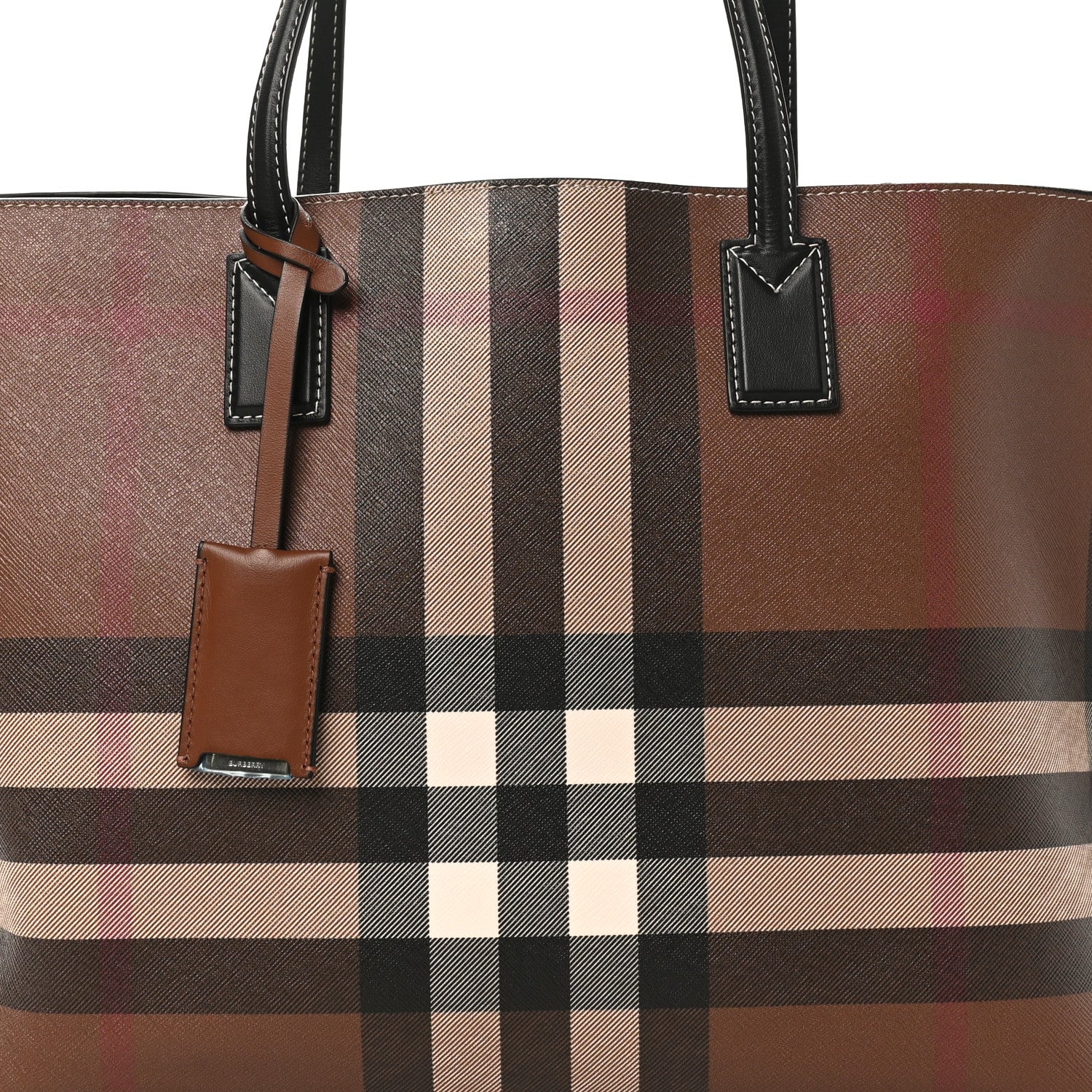 Burberry E-Canvas Check Medium Soft TB Tote Dark Birch Brown 7 of 9
