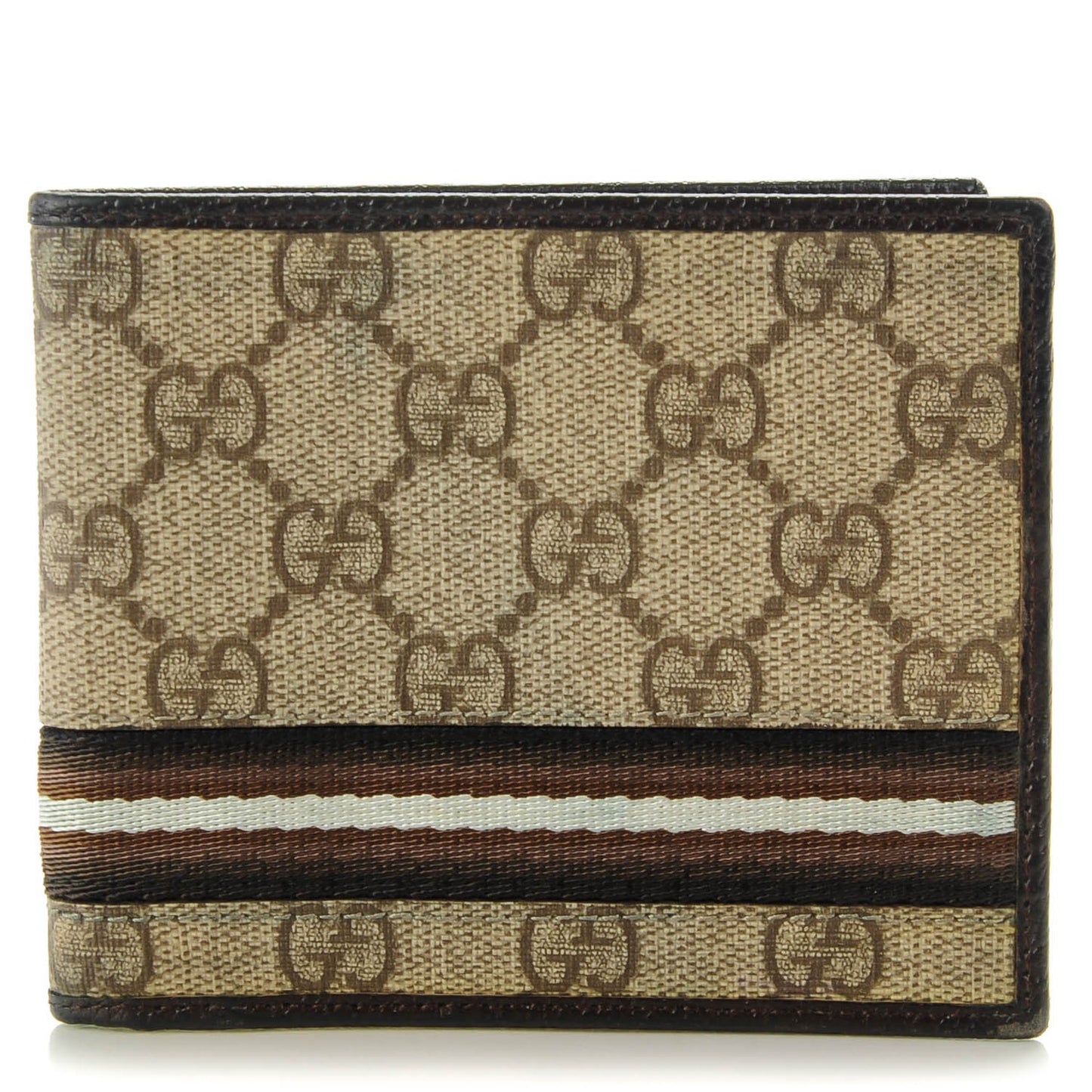 GG Supreme Monogram Web Bi-Fold Wallet Brown