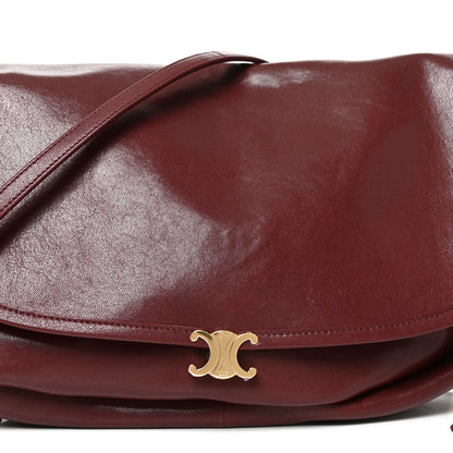 Celine Shiny Lambskin Soft Triomphe Half Moon Bag Syrah 7 of 9