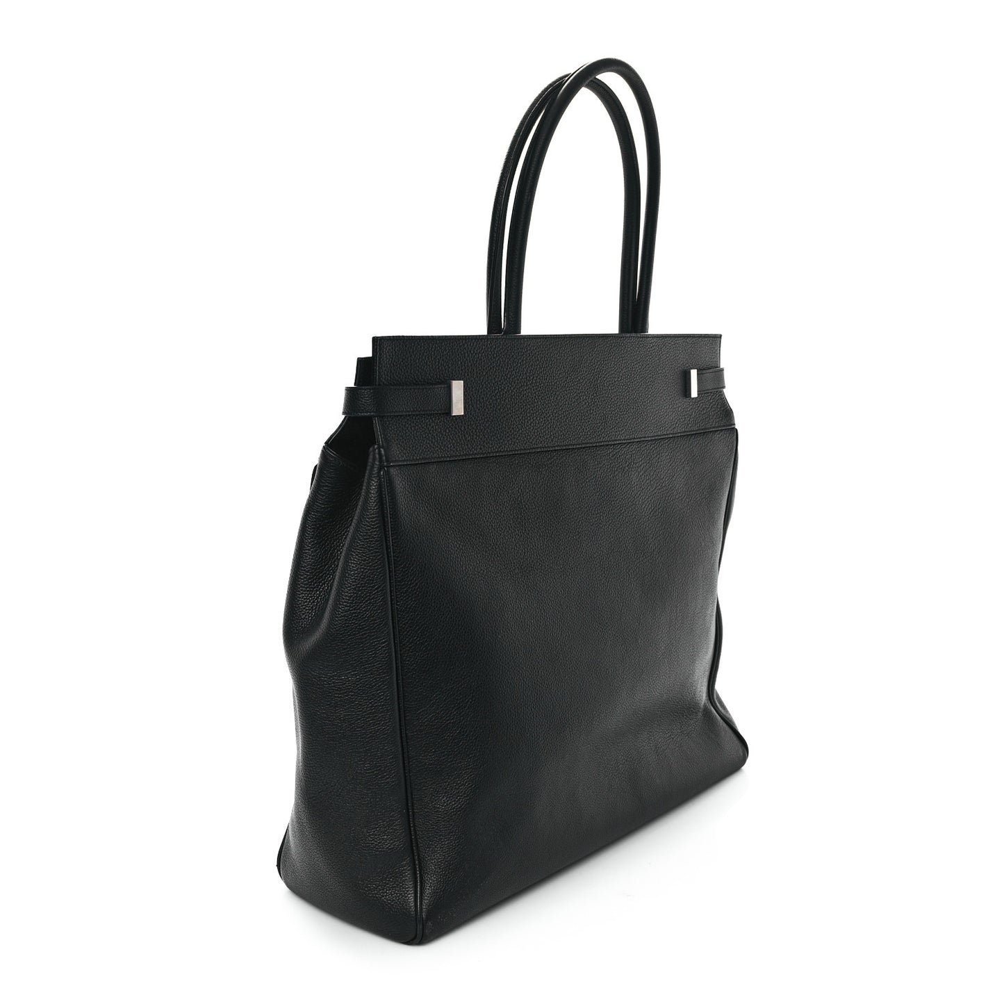 Grained Calfskin Manhattan North South Shopper Tote Black