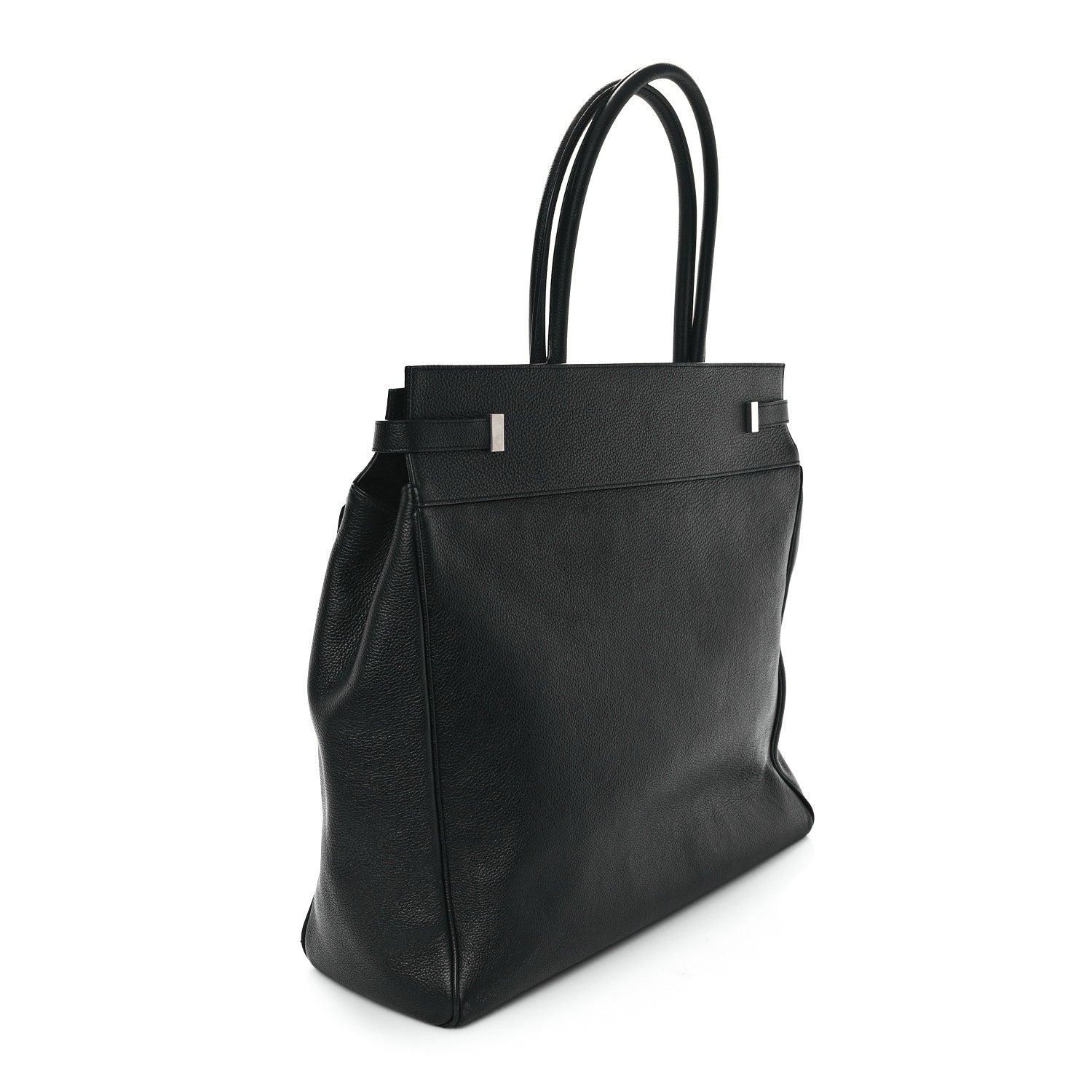 Saint Laurent Grained Calfskin Manhattan North South Shopper Tote Black 2 of 11
