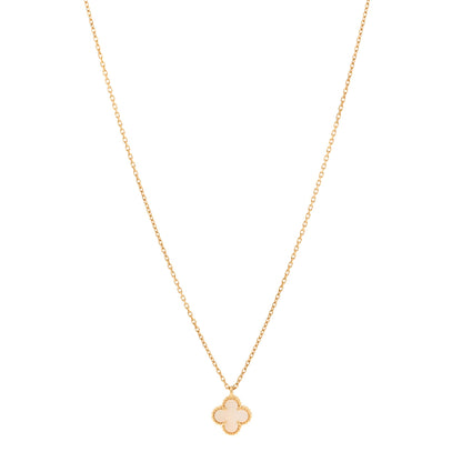 Van Cleef & Arpels 18K Yellow Gold Mother of Pearl Sweet Alhambra Pendant Necklace 1 of 6