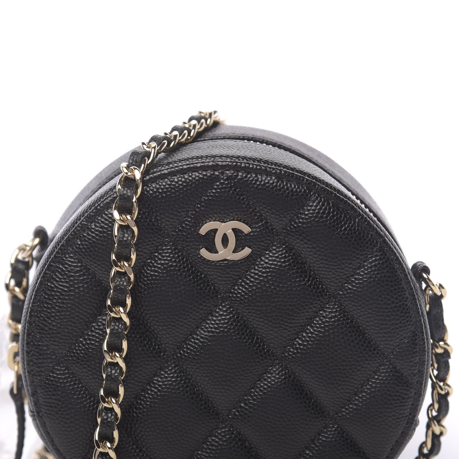 Chanel Caviar Quilted Round Clutch With Chain Black 10 of 10