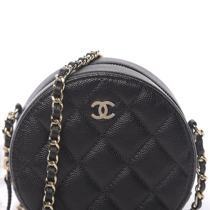Chanel Caviar Quilted Round Clutch With Chain Black 10 of 10