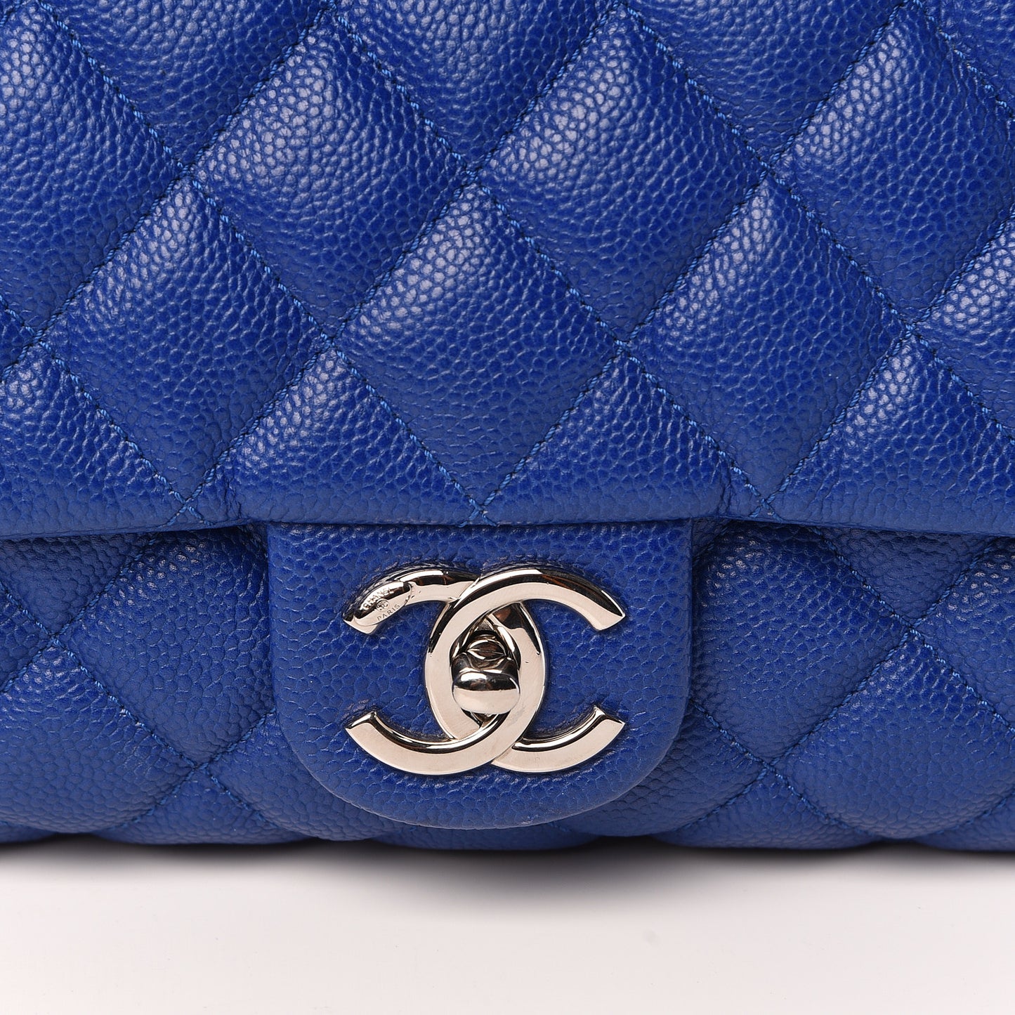 Caviar Quilted Jumbo Easy Flap Blue