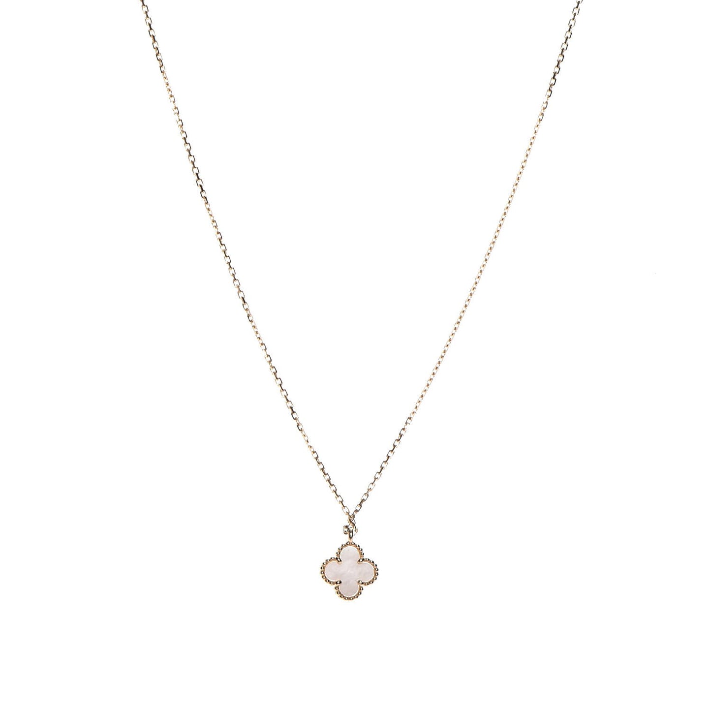 18K Yellow Gold Mother of Pearl Sweet Alhambra Pendant Necklace